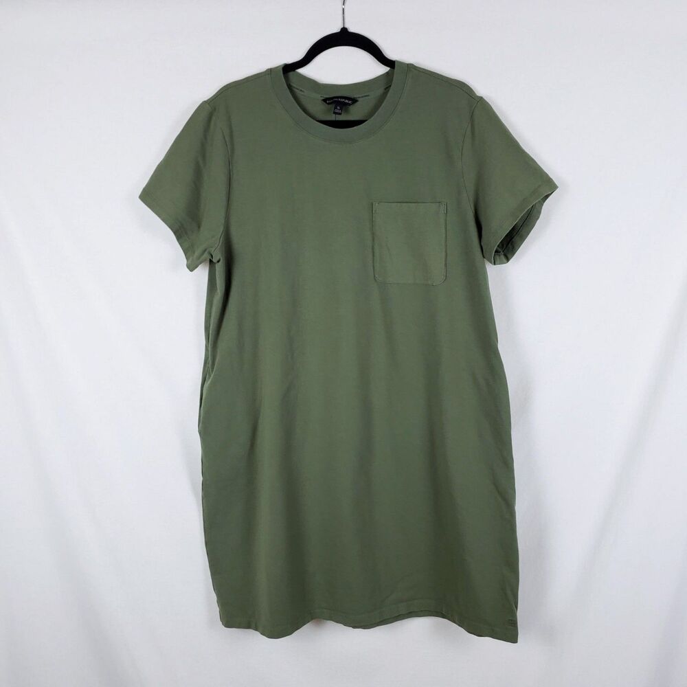 Banana Republic Minimalist Casual T-Shirt Dress Womens XL Sage Green Knee-Length